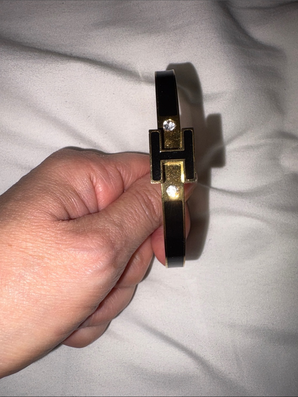 Hermes knock off Gold & Black H Bangle Bracelet - Women Accessories